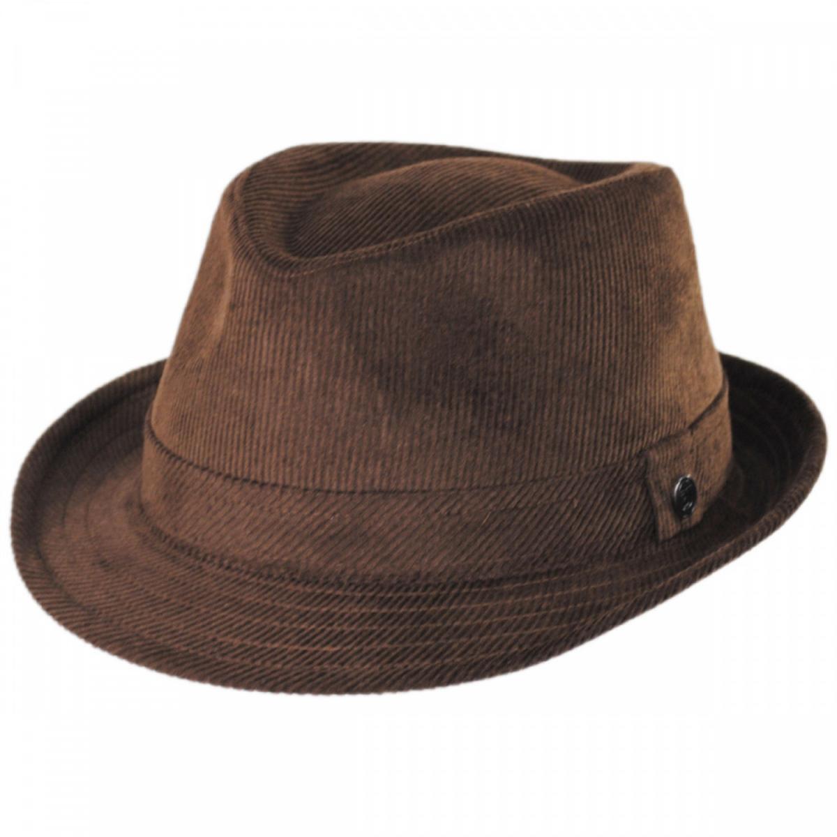 Jaxon Hats | Corduroy C-Crown Trilby Fedora Hat | 142307 | lead | DARK BROWN