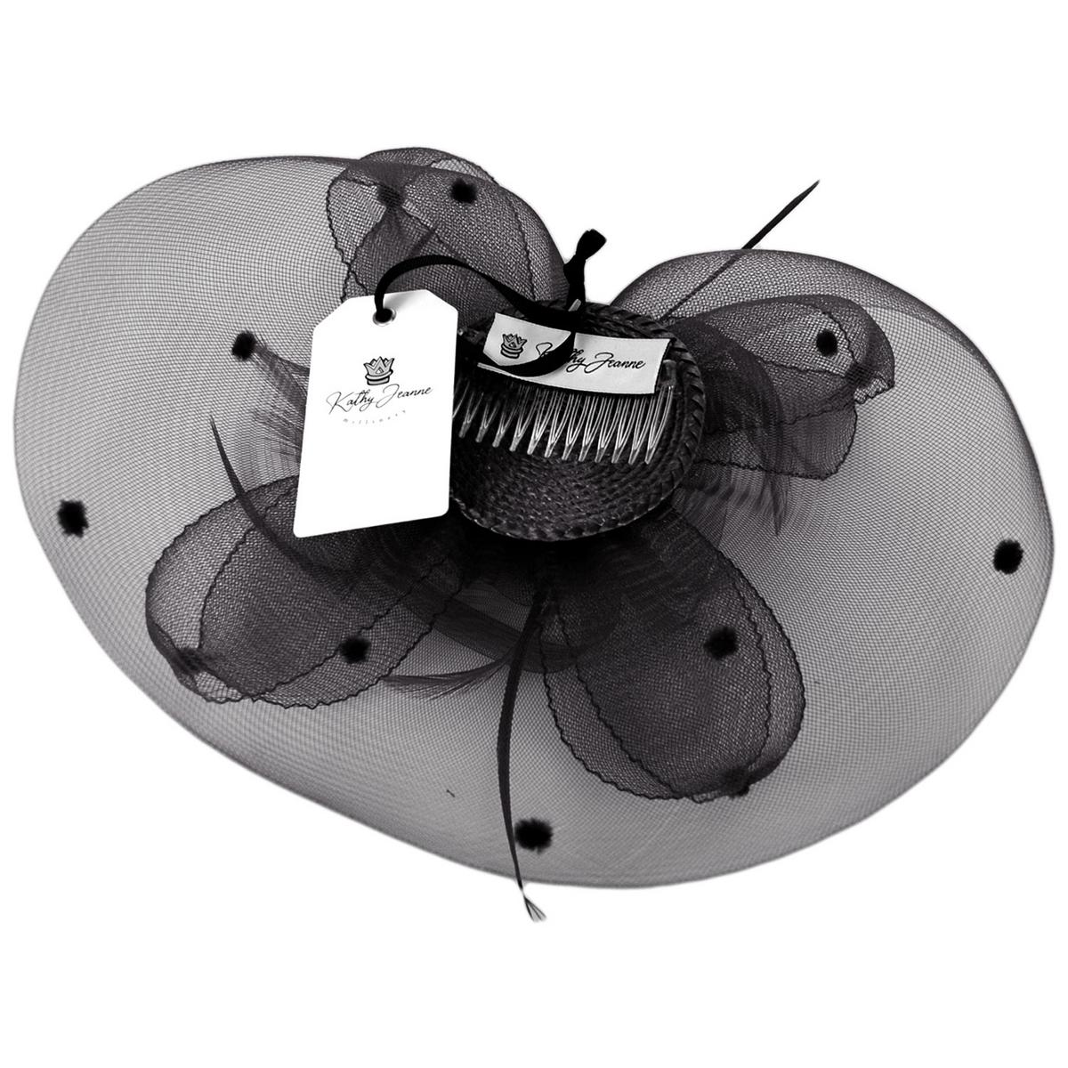 Kathy Jeanne | Voile Horsehair Mesh Fascinator Hat | 122431 | under | BLACK