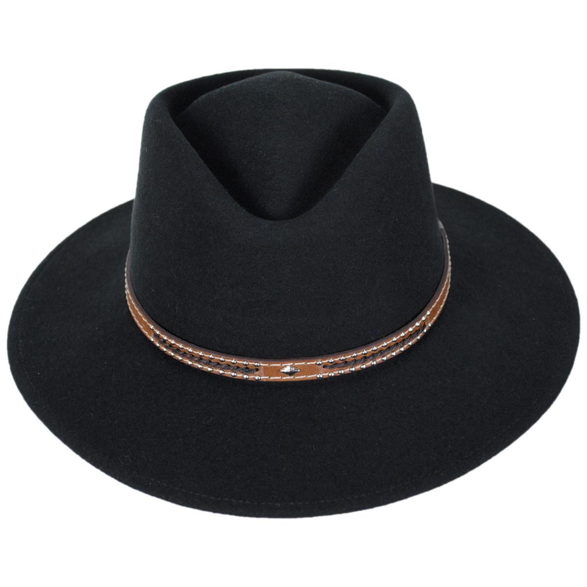 Bigalli | Rider Crushable Merino Wool Felt Fedora Hat | 131408 | front | BLACK