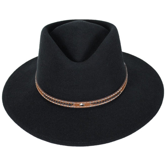 Bigalli | Rider Crushable Merino Wool Felt Fedora Hat | 131408 | front | BLACK