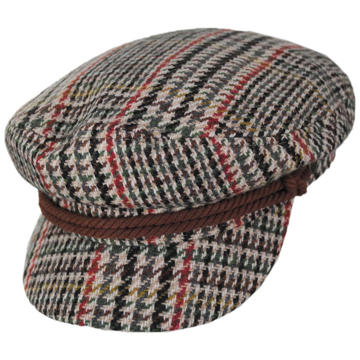 BRIXTON HATS | Wool Blend Houndstooth Plaid Fiddler Cap | 181360 | lead | SAND/ADRENALINE RUSH/WILD GREE