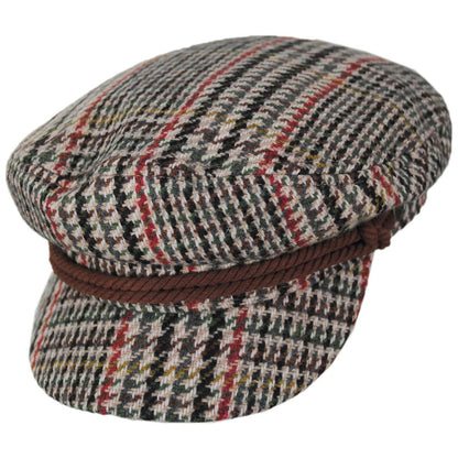BRIXTON HATS | Wool Blend Houndstooth Plaid Fiddler Cap | 181360 | lead | SAND/ADRENALINE RUSH/WILD GREE