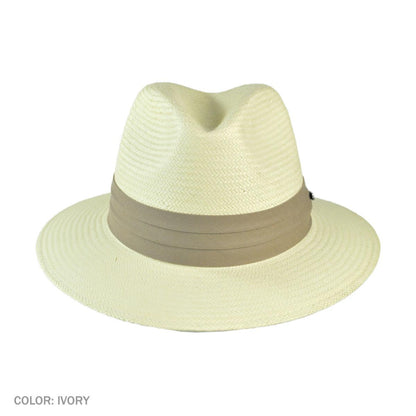 Jaxon Hats | Toyo Straw Safari Fedora Hat - Khaki Band | 129914 | front | IVORY