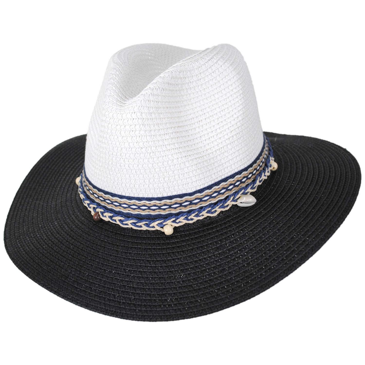 Jeanne Simmons | Two Tone Toyo Straw Fedora Hat | 101821 | lead | BLACK