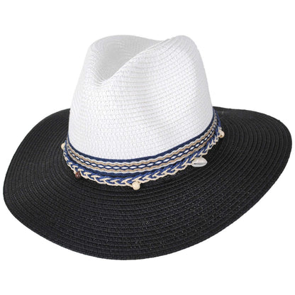 Jeanne Simmons | Two Tone Toyo Straw Fedora Hat | 101821 | lead | BLACK