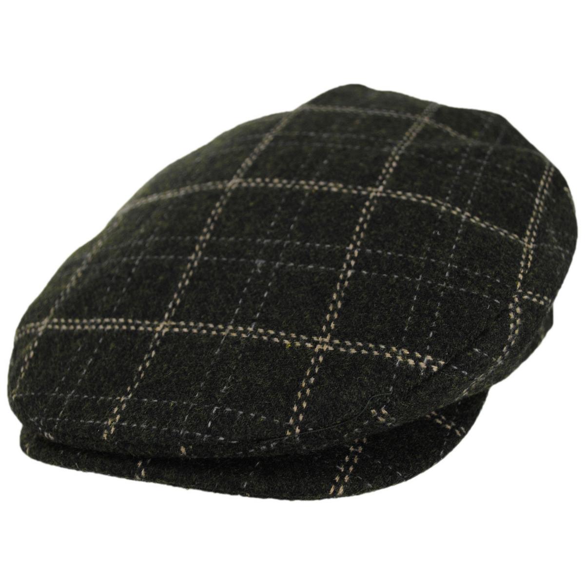 BRIXTON HATS | Barrel Wool Blend Plaid Ivy Cap | 161523 | lead | MOSS/KHAKI