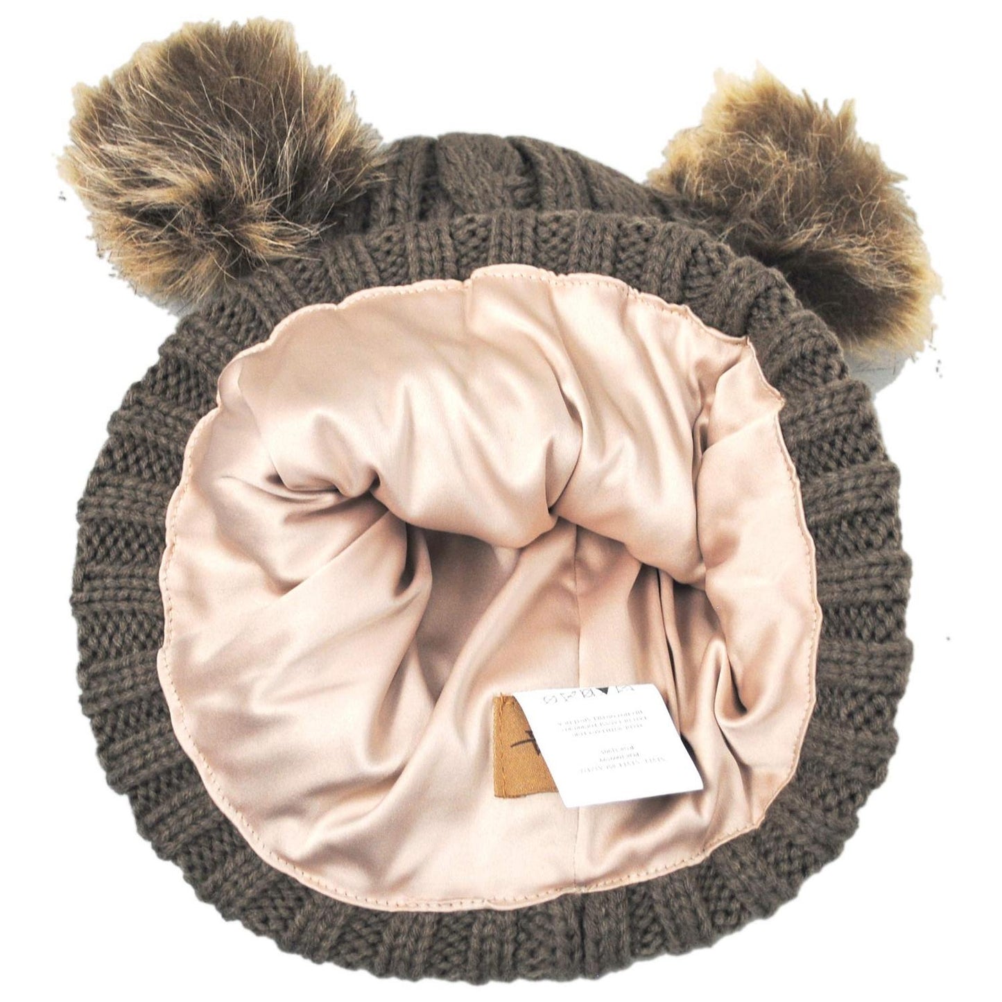 Scala | Maddie Pom Pom Satin Beanie Hat | 500050 | under | CAMEL