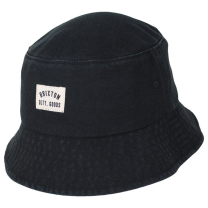 BRIXTON HATS | Woodburn Cotton Packable Bucket Hat | 185553 | lead | BLACK SOL WASH
