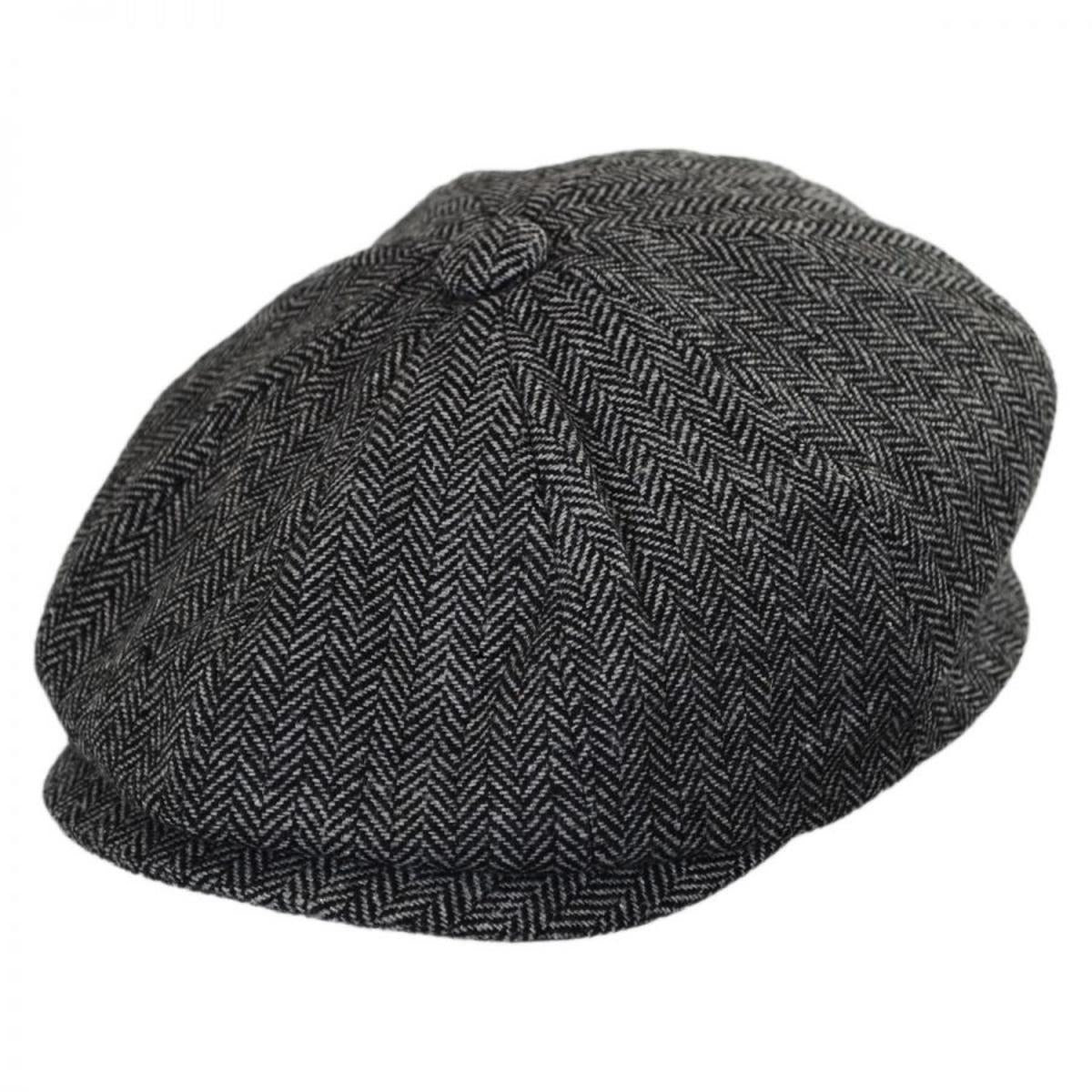 Jaxon Hats | Kid's Herringbone Wool Blend Newsboy Cap | 512100 | lead | CHARCOAL