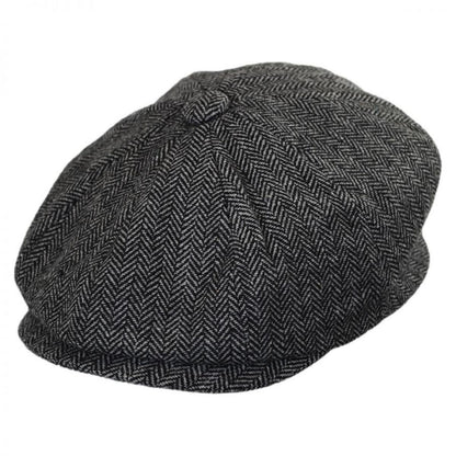 Jaxon Hats | Kid's Herringbone Wool Blend Newsboy Cap | 512100 | lead | CHARCOAL