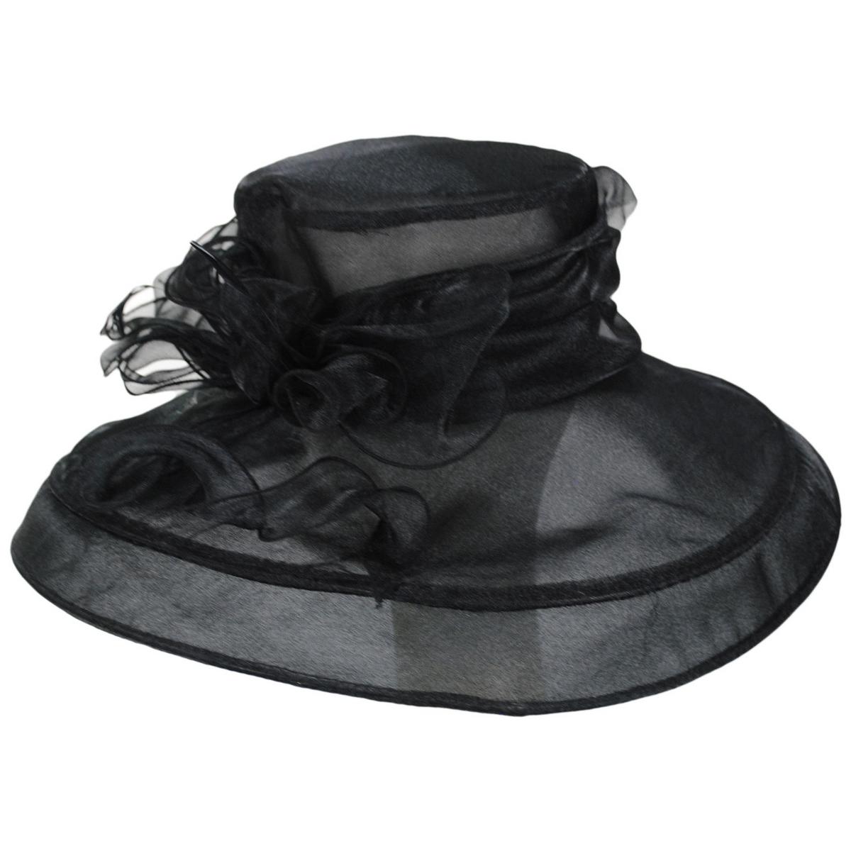 Jeanne Simmons | Luxe Noir Organza Boater Dress Hat