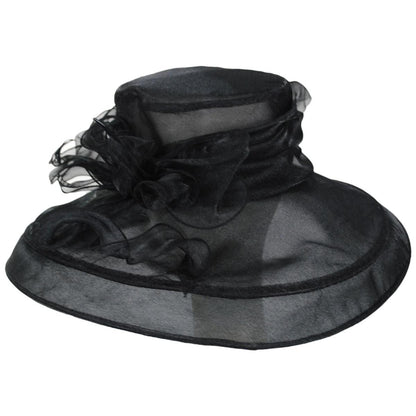 Jeanne Simmons | Luxe Noir Organza Boater Dress Hat