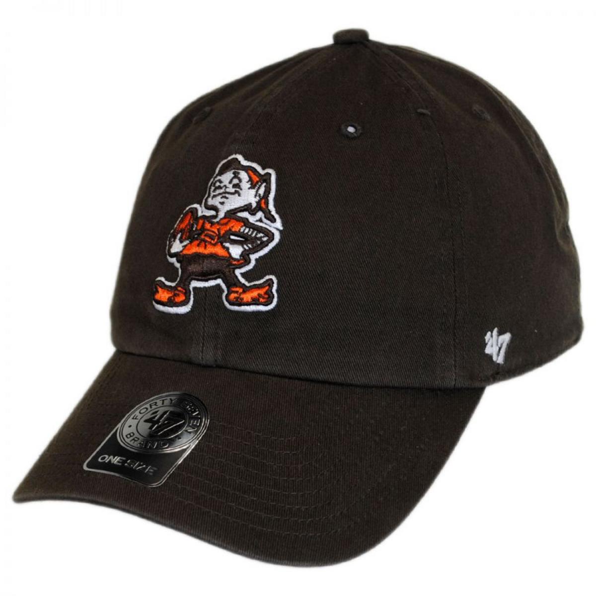 47 Brand | Cleveland Browns NFL Clean Up Strapback Baseball Cap Dad Hat | 203860 | lead | BROWN/WHITE