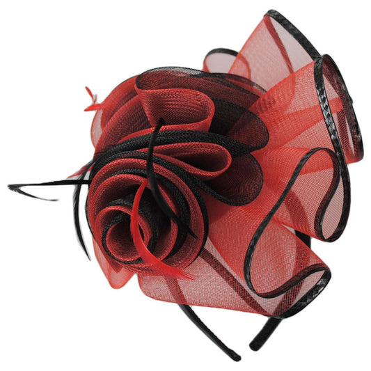 Kathy Jeanne | Rizo Horsehair Mesh Fascinator Hat | 122432 | lead | BLACK/RED