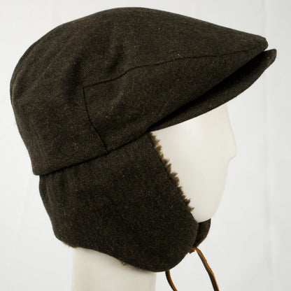 BRIXTON HATS | Barrel Tweed Earflap Ivy Cap | 161506 | profiletwo | BROWN/BROWN TWEED