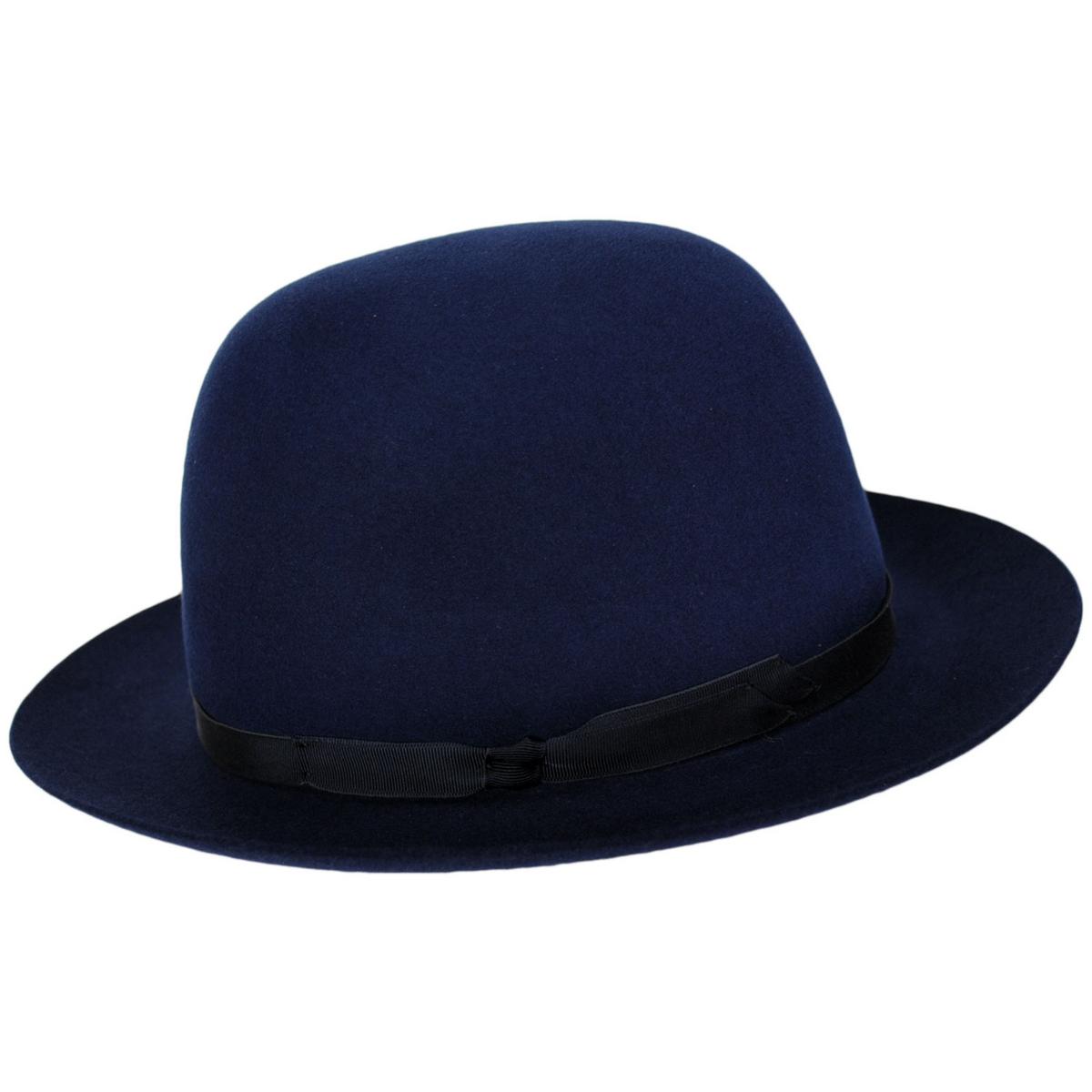 Stefeno Hats | Dalton Rollable Fur Felt Shapeable Open Crown Fedora Hat | 136008 | profile | NAVY