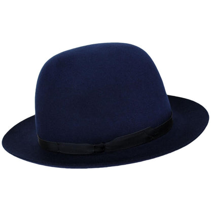 Stefeno Hats | Dalton Rollable Fur Felt Shapeable Open Crown Fedora Hat | 136008 | profile | NAVY