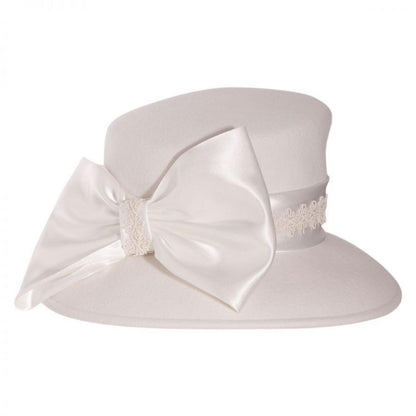 Toucan Collection | Satin Bow Slant Wool Felt Downbrim Hat - Made to Order