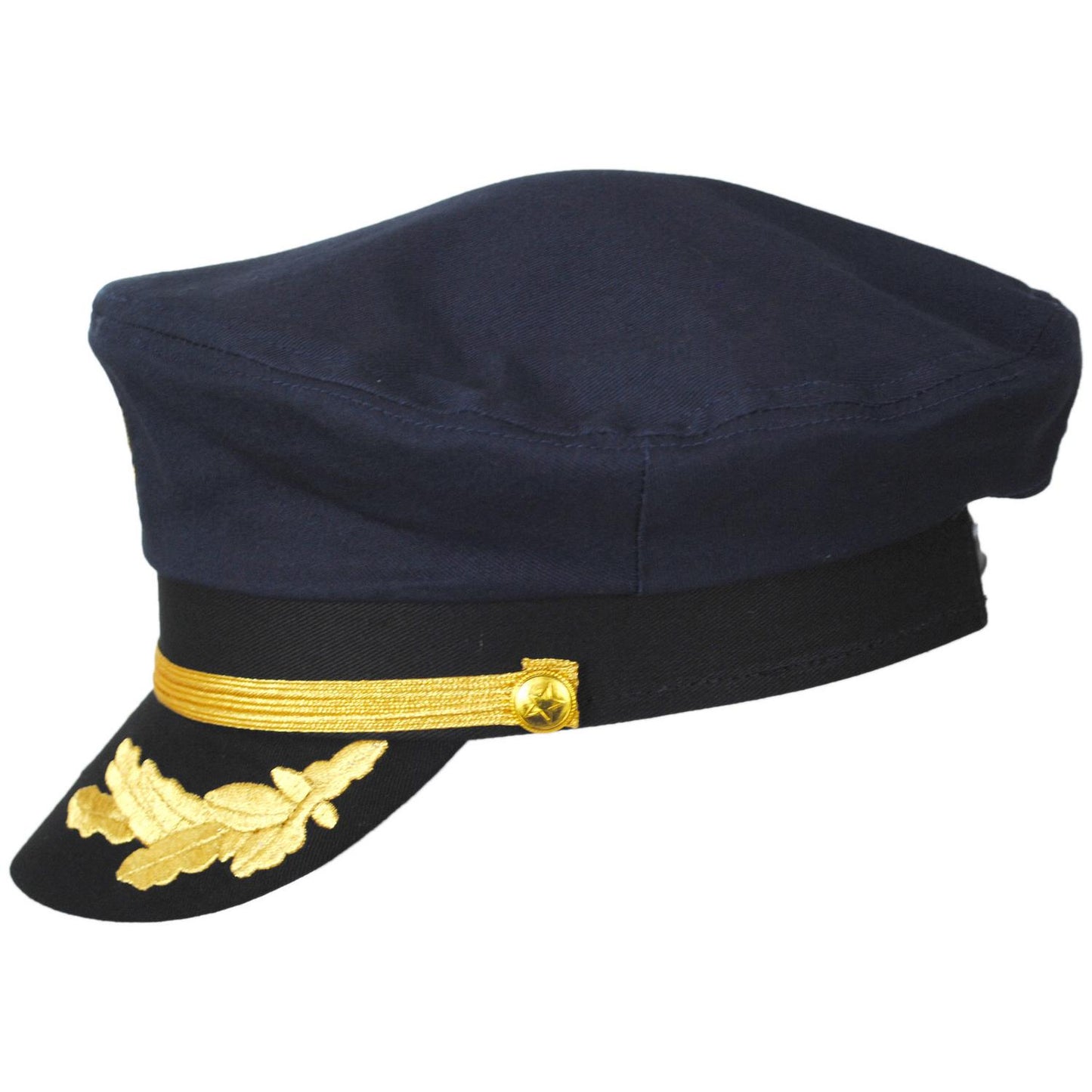 Village Hat Shop | Deluxe Adjustable Yacht Captain Cap | 180500 | profile | NAVY BLUE