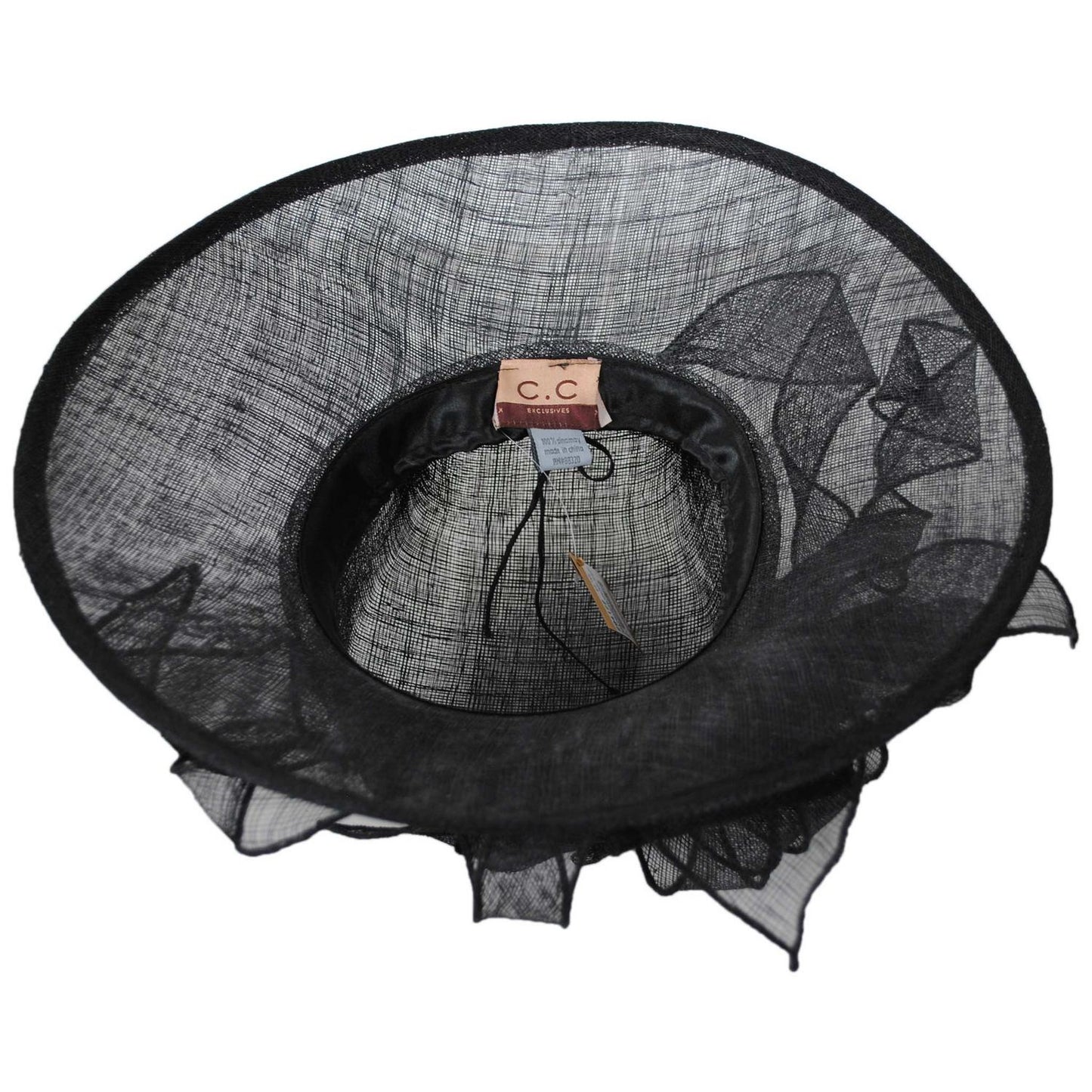 C.C Hats | Bow & Swirls Sinamay Straw Boater Dress Hat | 124268 | under | BLACK