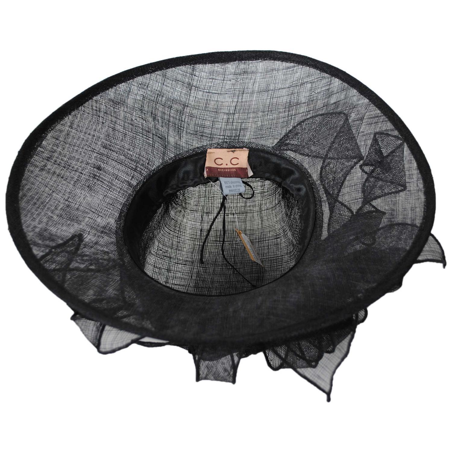 C.C Hats | Bow & Swirls Sinamay Straw Boater Dress Hat | 124268 | under | BLACK
