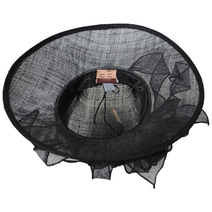 C.C Hats | Bow & Swirls Sinamay Straw Boater Dress Hat | 124268 | under | BLACK