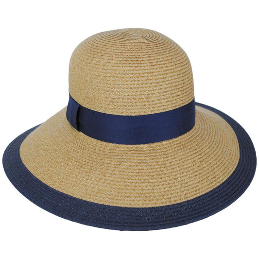 Toucan Collection | Two-Tone Twill Toyo Straw Dress Hat - Made to Order | 121643 | lead | NATURAL/BLUE