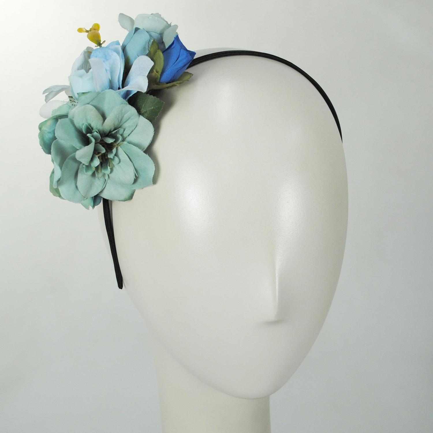 Jeanne Simmons | Flower Bouquet Fascinator Headband | 120719 | profile | BLUE