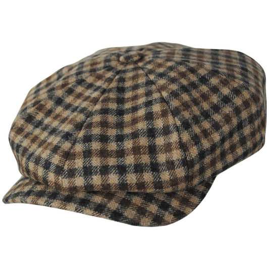 Wigens Caps | Pepita Check Wool Retro Newsboy Cap | 161977 | lead | BROWN
