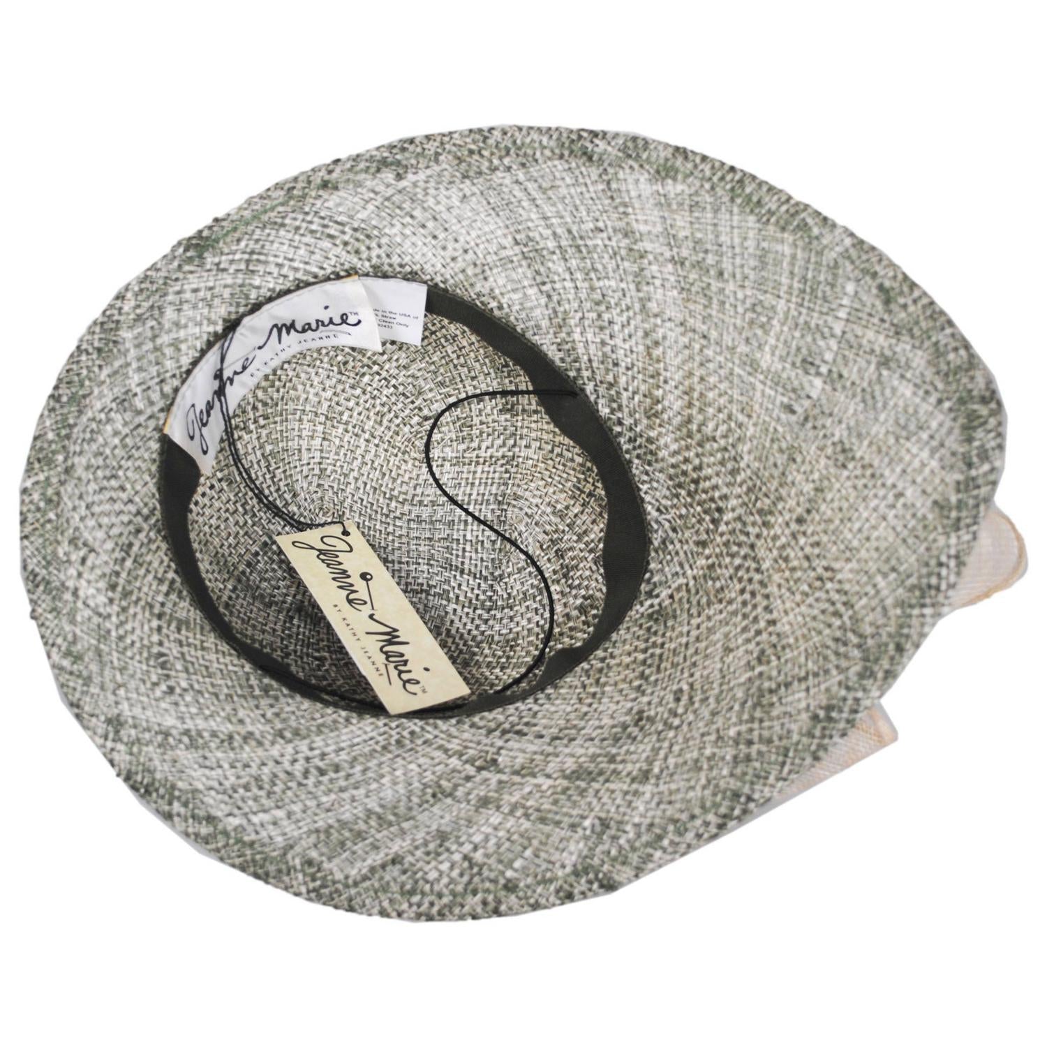 Jeanne Marie | Hat Pin and Swirls Tweed Ramie-Sisal Straw Dress Hat | 122449 | under | SAGE MIX