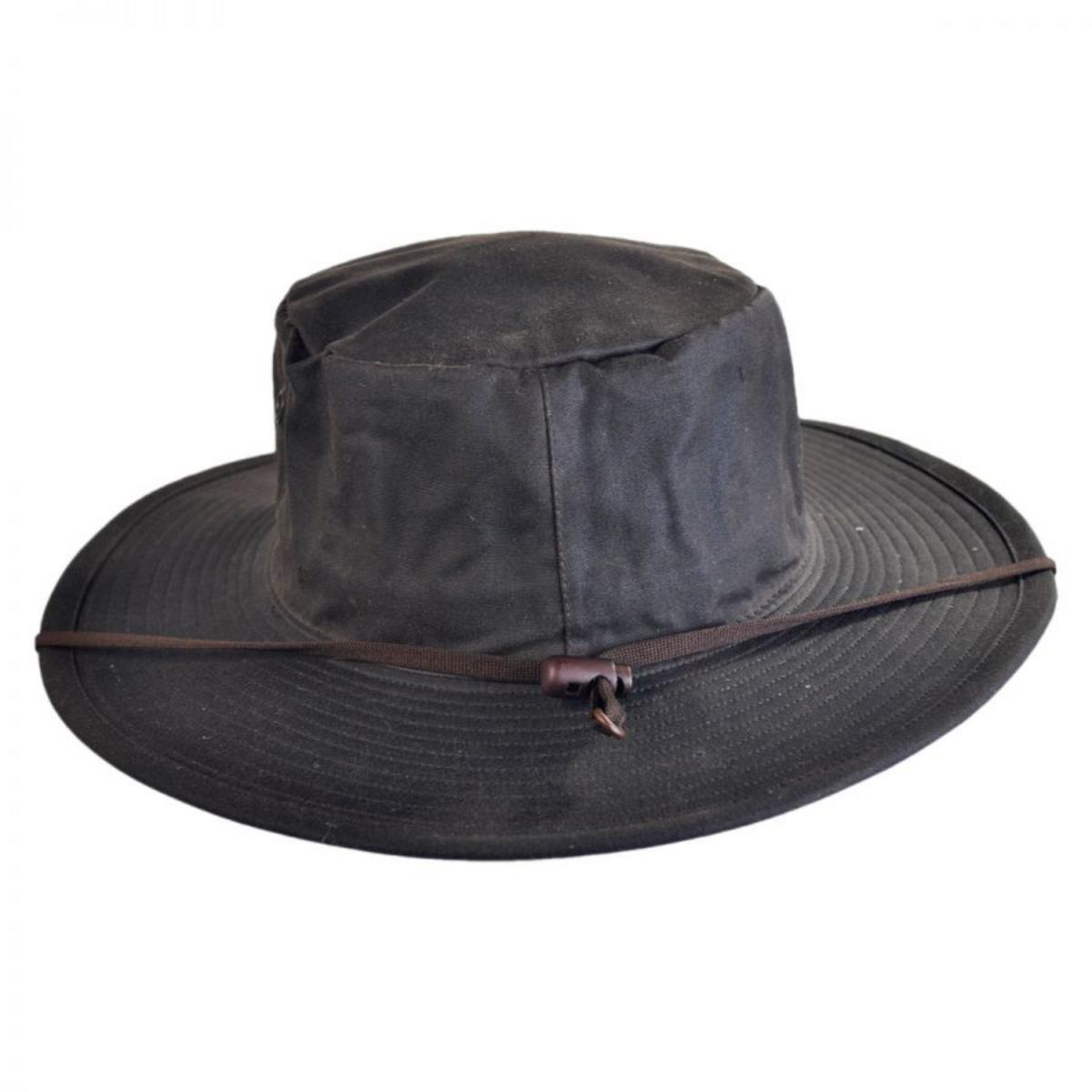 Hills Hats of New Zealand | The Squatter Waxed Cotton Booney Hat | 401702 | front | BROWN