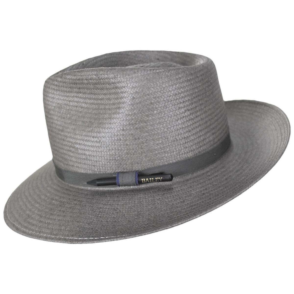 Bailey 1922 | Brice Shantung LiteStraw Fedora Hat | 127924 | profile | CHARCOAL
