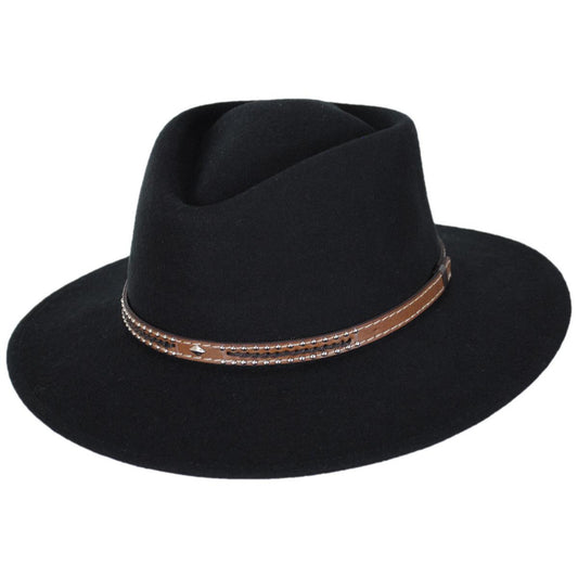Bigalli | Rider Crushable Merino Wool Felt Fedora Hat | 131408 | lead | BLACK