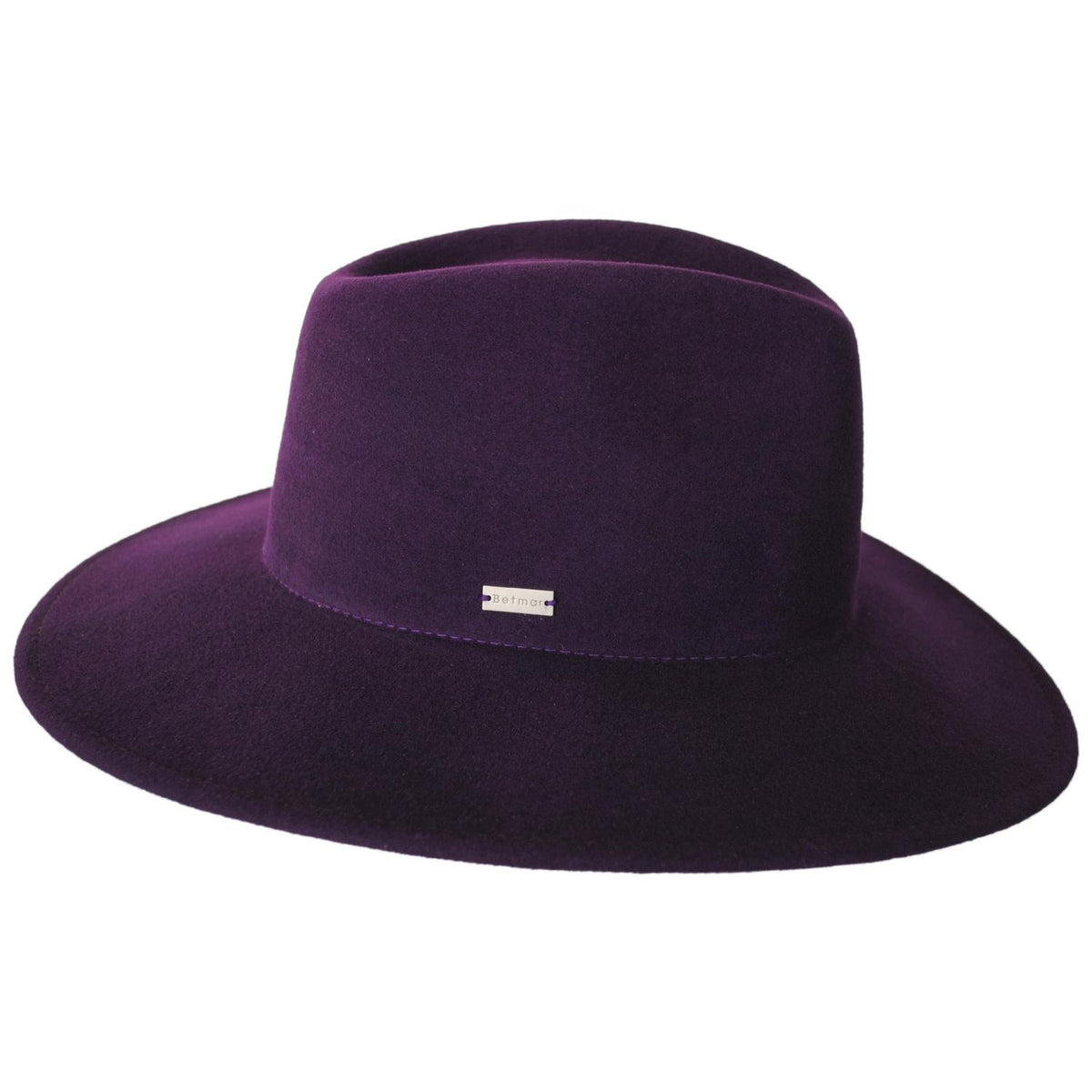 Betmar | Katie Wool Felt Safari Fedora Hat | 123175 | profile | PLUM