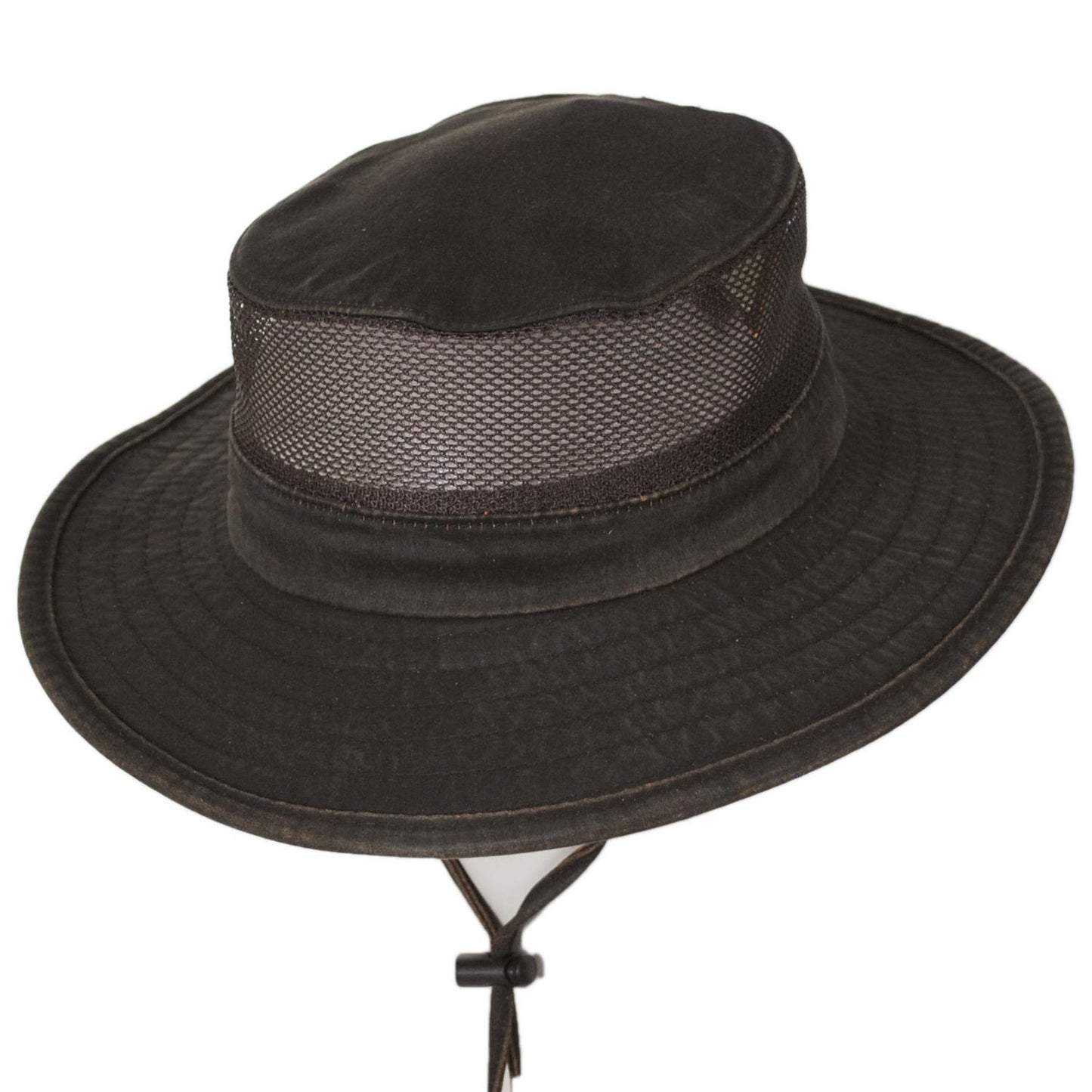 Dorfman Pacific | Weathered Cotton Mesh Boonie Hat | 400609 | lead | BROWN