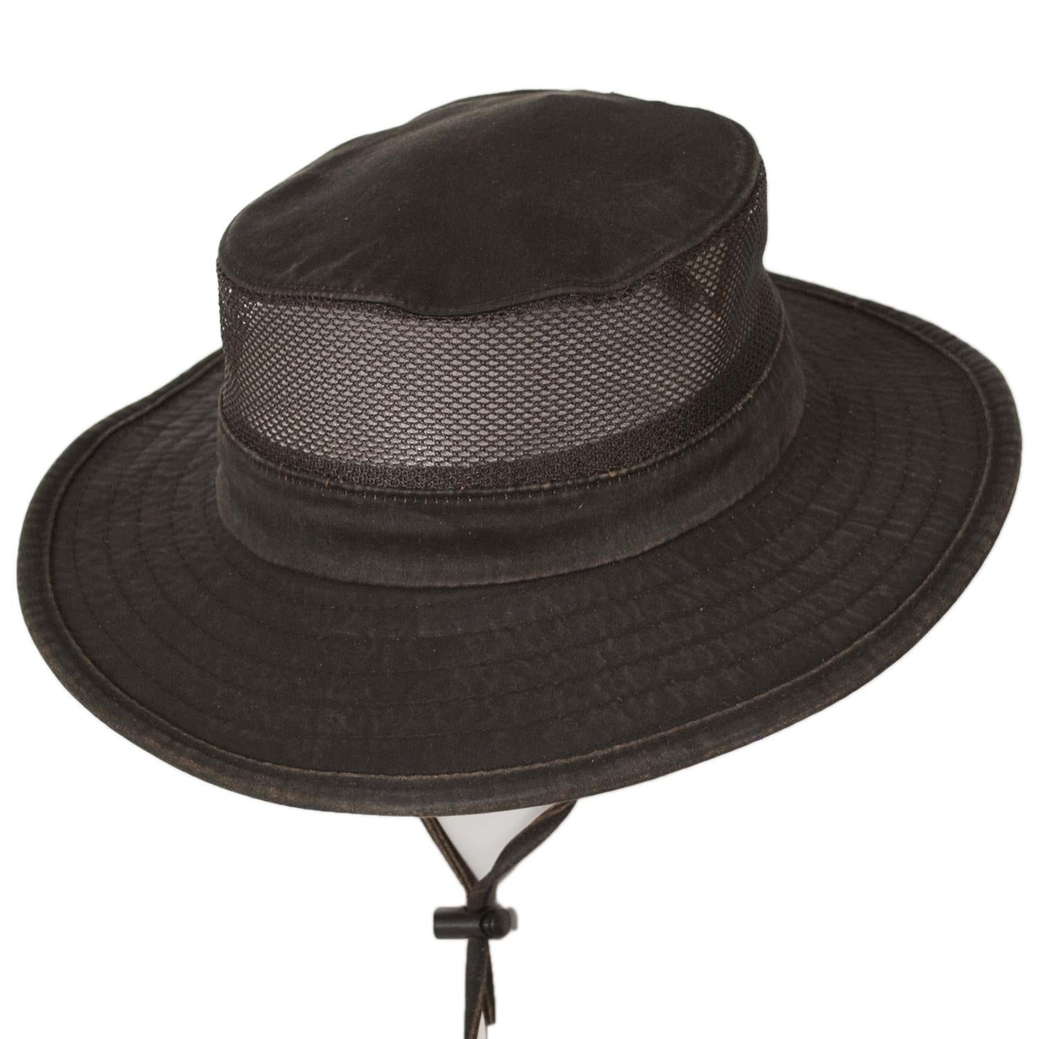Dorfman Pacific | Weathered Cotton Mesh Boonie Hat | 400609 | lead | BROWN