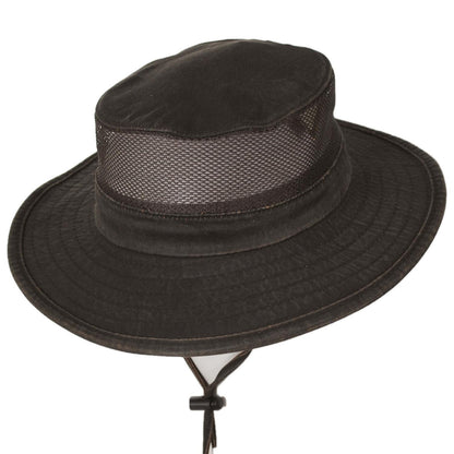 Dorfman Pacific | Weathered Cotton Mesh Boonie Hat | 400609 | lead | BROWN