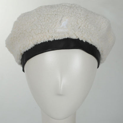 Kangol | Plush Reversible Beret | 150920 | front | OFF WHITE/OIL GREEN