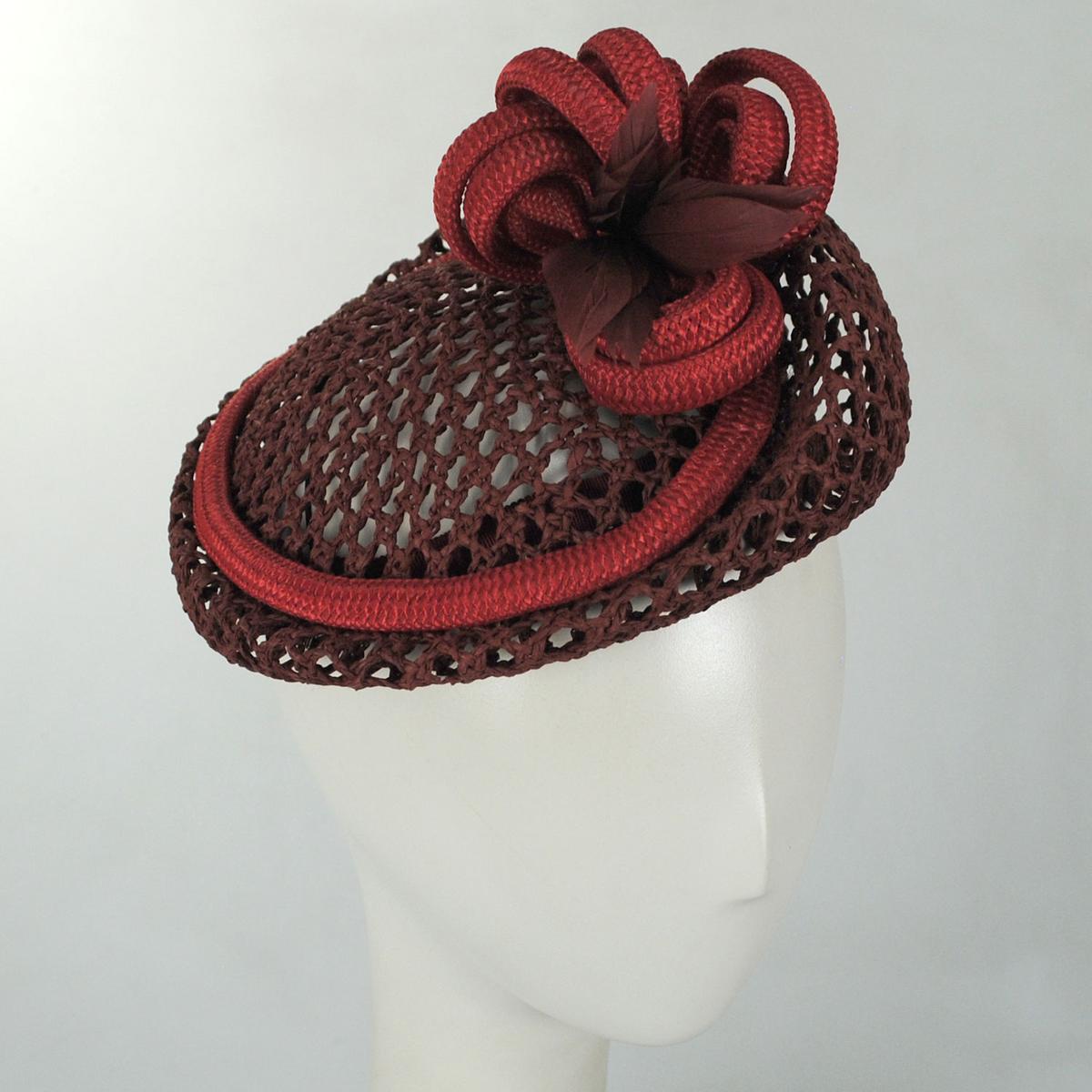 Kathy Jeanne | Trellis Mesh Toyo Straw Pillbox Hat | 122441 | profile | WINE