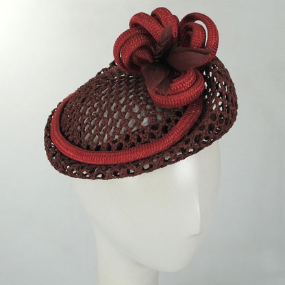 Kathy Jeanne | Trellis Mesh Toyo Straw Pillbox Hat | 122441 | profile | WINE