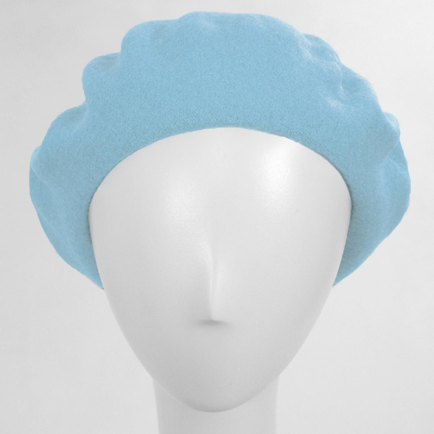 Village Hat Shop | Wool Fashion Beret | 152500 | front | LIGHT BLUE