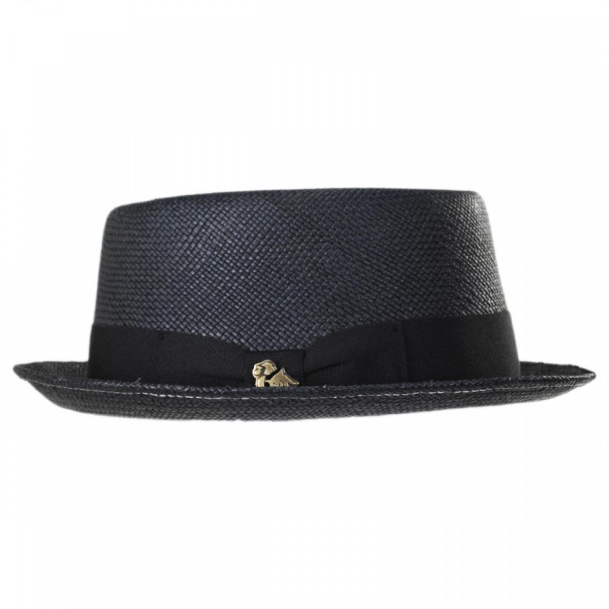 Bigalli | Panama Straw Pork Pie Hat | 129214 | front | BLACK