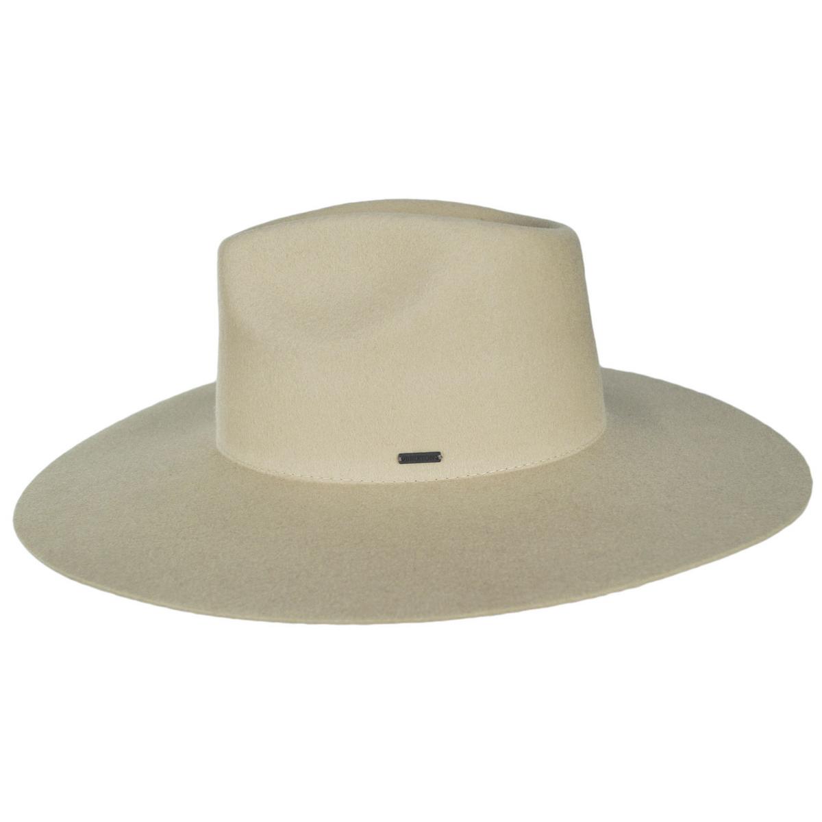 BRIXTON HATS | Primrose Wool Felt Wide Brim Fedora Hat | 123908 | profile | BISCOTTI