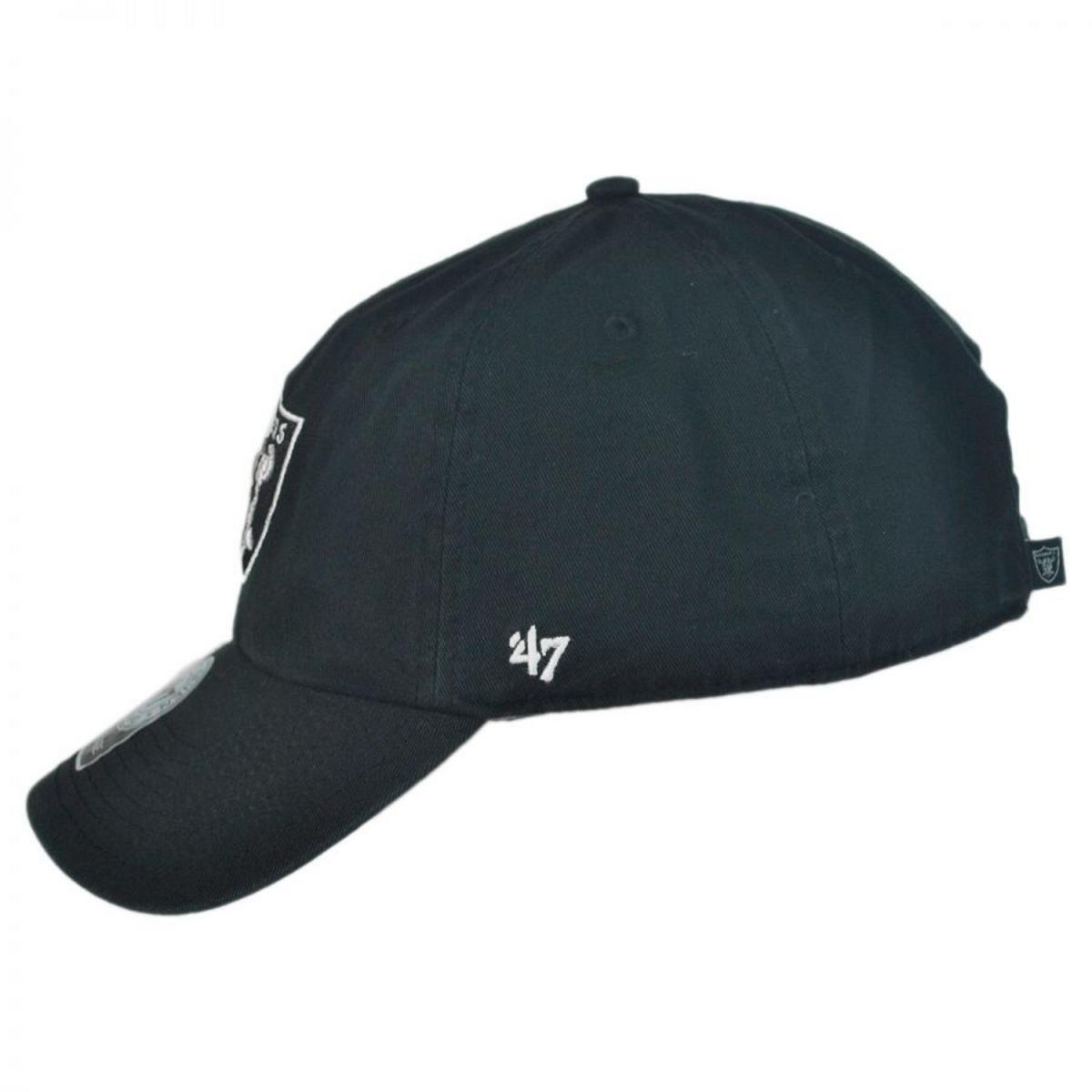 47 Brand | Las Vegas Raiders NFL Clean Up Strapback Baseball Cap Dad Hat | 203720 | profile | BLACK