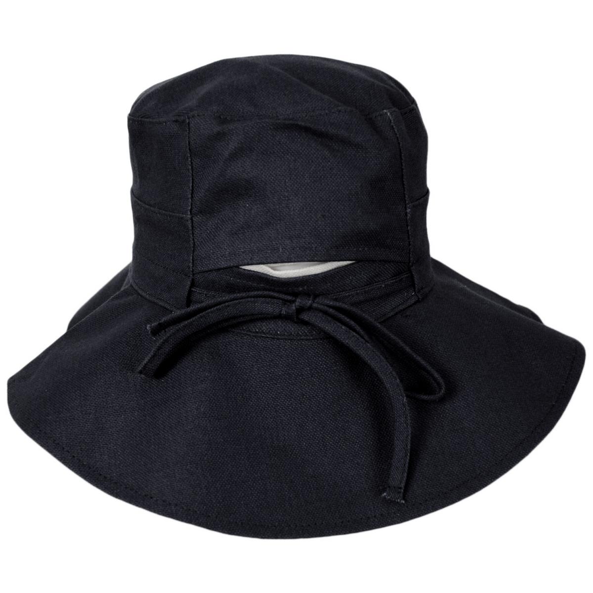 Scala | Alma Ponytail Cotton Bucket Hat | 106443 | detailone | BLACK