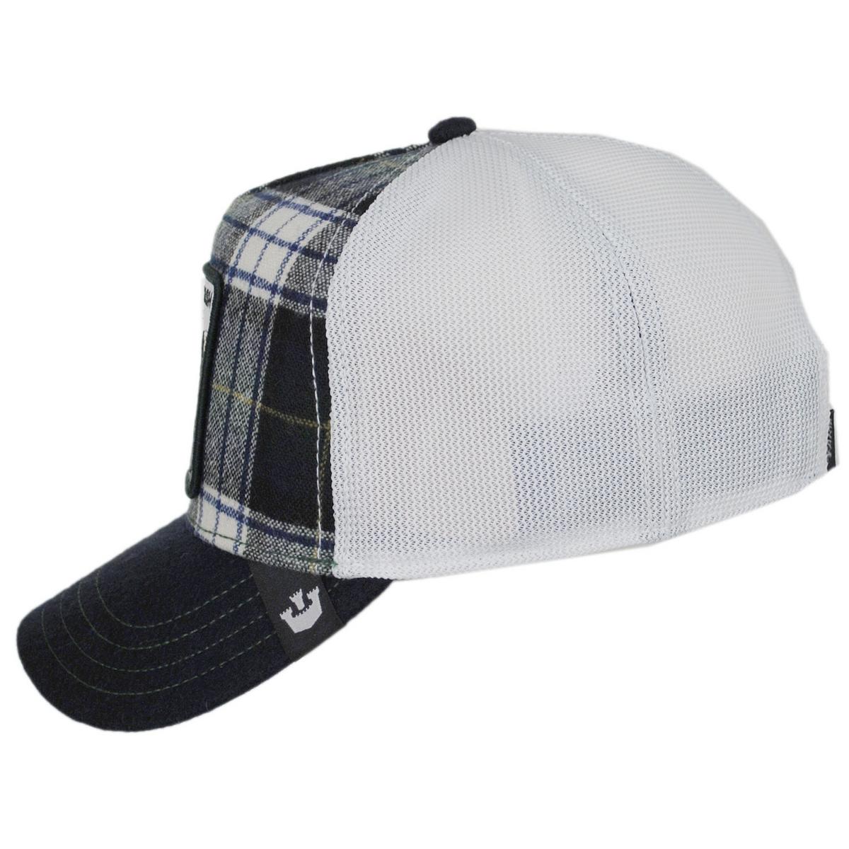 Goorin Bros | Cow British Plaid Mesh Trucker Snapback Baseball Cap | 200661 | profile | NAVY