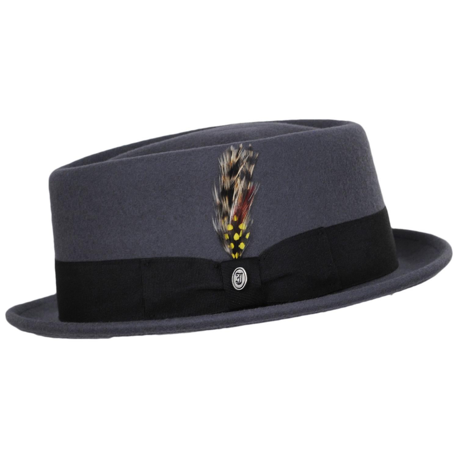 Jaxon Hats | Wool Felt Diamond Crown Fedora Hat | 135066 | profile | GREY