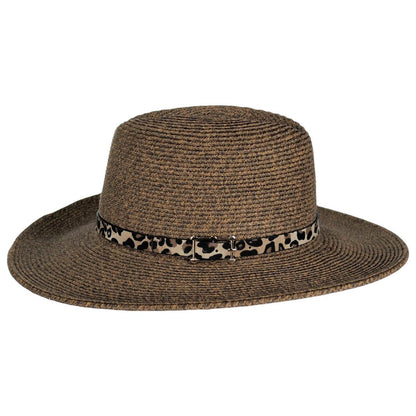 Karen Keith | Leopard Band Toyo Straw Safari Fedora Hat | 126607 | profile | TOAST