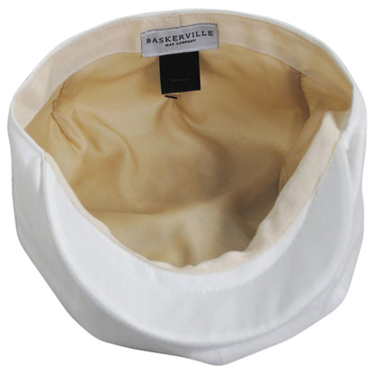 Baskerville Hat Company | Glasbury Cotton Herringbone Newsboy Cap | 167681 | under | IVORY