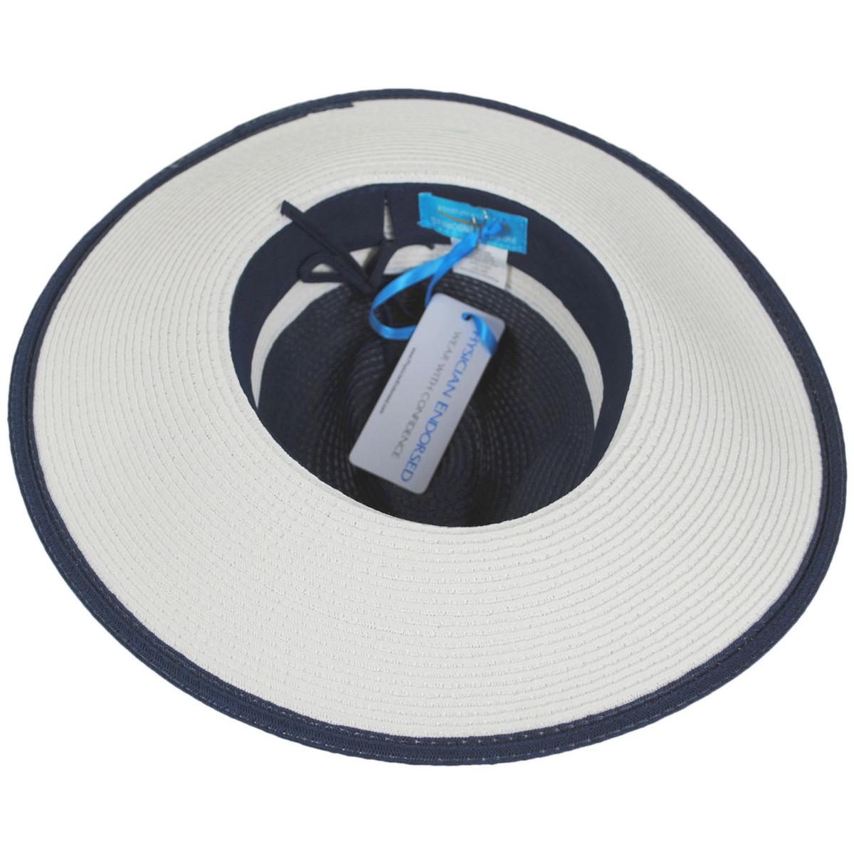 Physician Endorsed | Danielle Two-Tone Toyo Straw Fedora Hat | 102666 | under | WHITE/NAVY